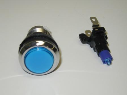 Chrome Ring Illuminated Button / Blue  $2.25